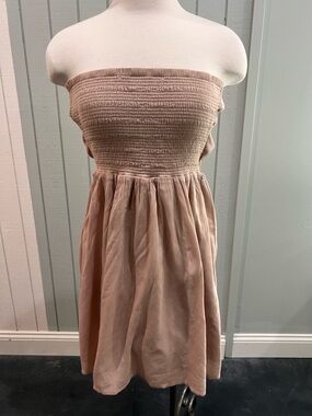 O'Neill Strapless Smocked Bodice Midi Dress in Dusty Rose